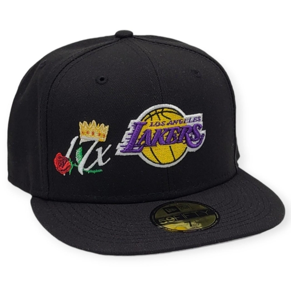 New Mens Fitted LA Lakers 17x Champions Cap Hat size (7½) - Picture 2 of 5